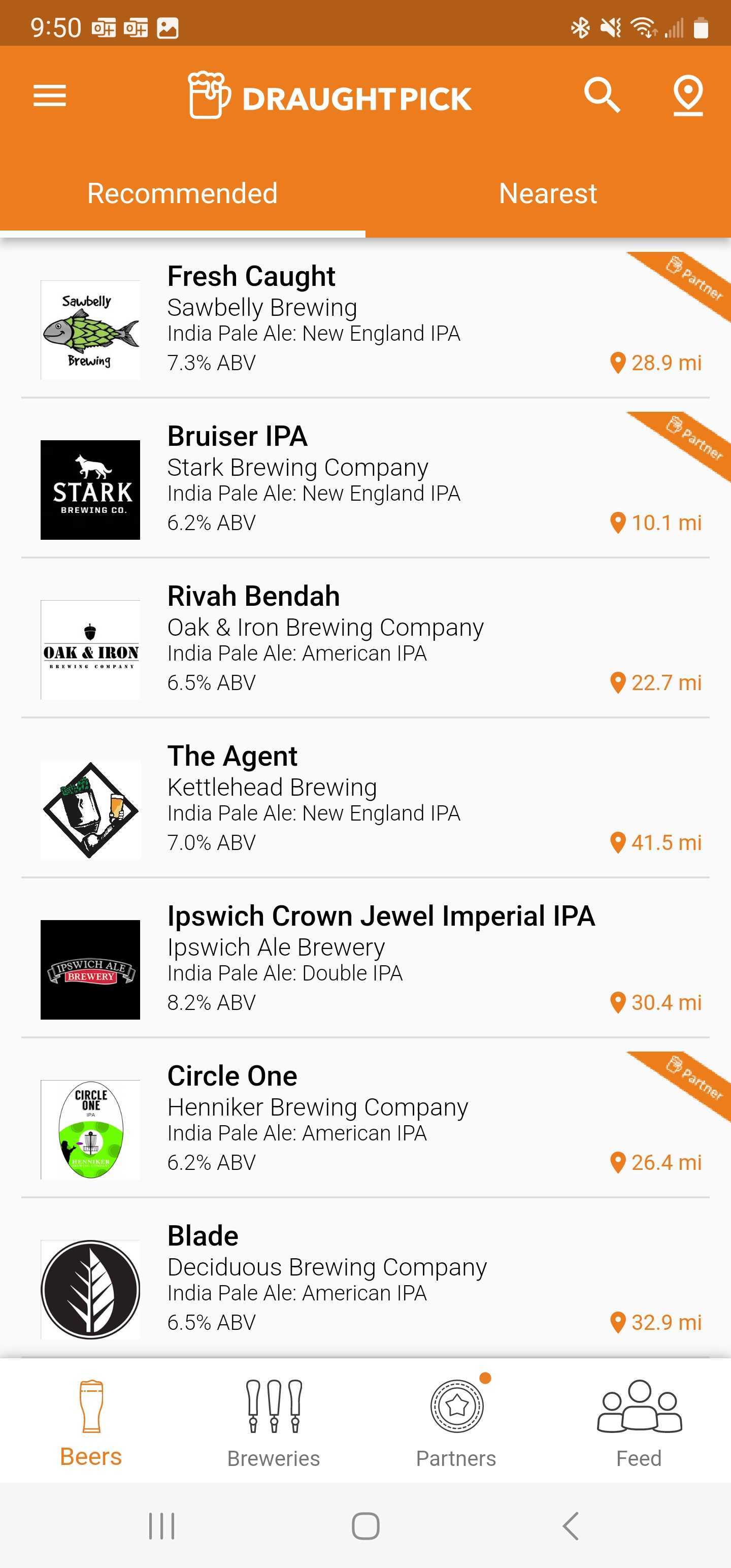 Screenshot of DraughtPick TV Tap List